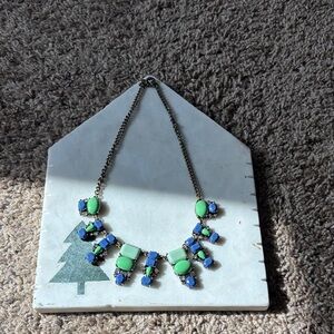 J. Crew Factory Green and Blue Statement Bib Necklace